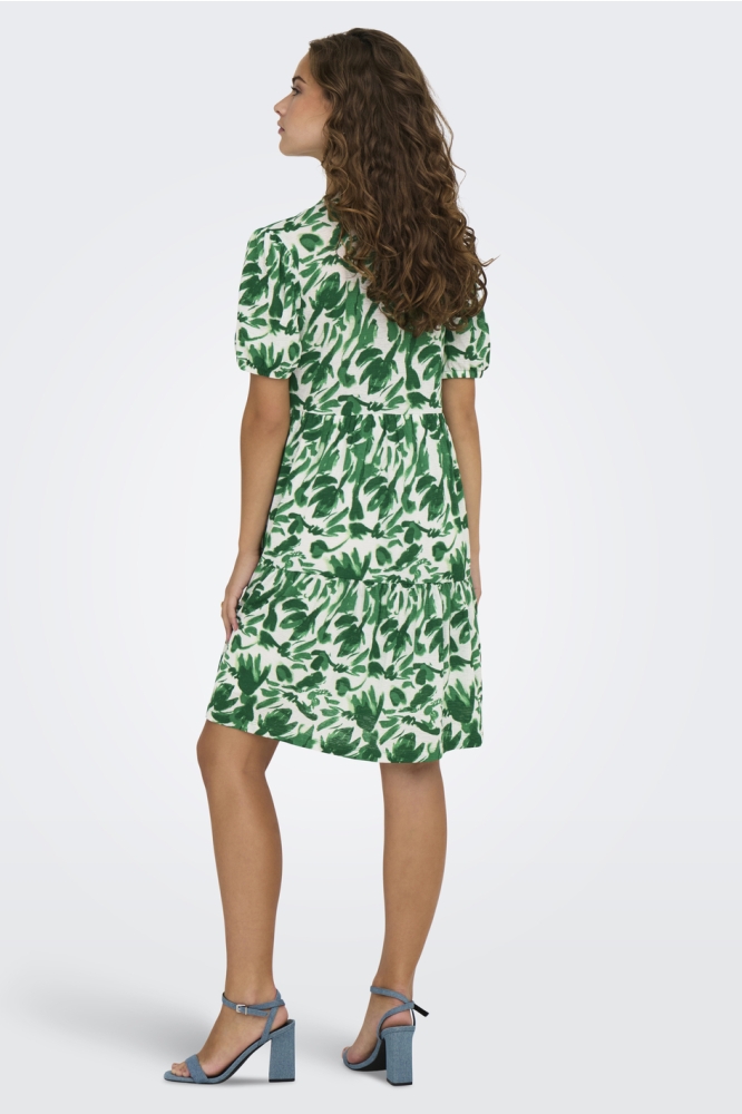 JDYZOEY S/S V NECK DRESS JRS ATK 15322336 CLOUD DANCER/ MEDIUM GREEN